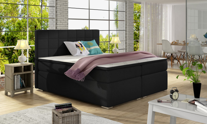 Boxspring letto 180x200cm Hotel in pelle con contenitore completo e topper