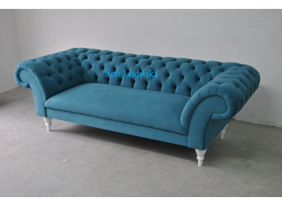 Tessuto 3 posti Blu Design in stoffa divano imbottito Divani moderni Divano Chesterfield