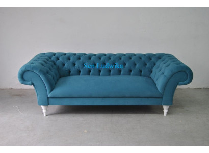 Tessuto 3 posti Blu Design in stoffa divano imbottito Divani moderni Divano Chesterfield