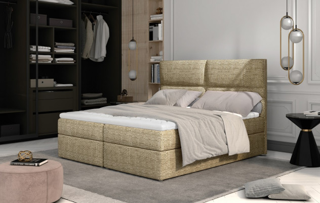 Lussuoso letto da camera da letto in design imbottito di lusso per arredamento di hotel doppio.