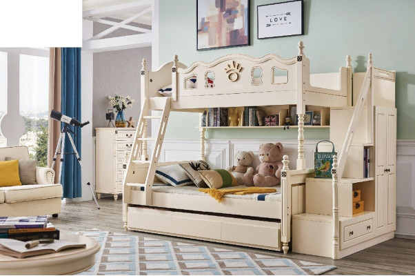 Letto a castello a due piani per bambini in legno mobili classici camera da letto