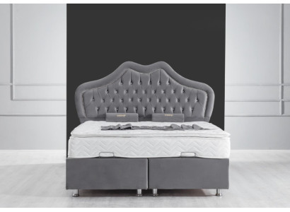 Letto Grigio Letto Matrimoniale Boxspring Letti Stile Stoffa Chesterfield 160x200
