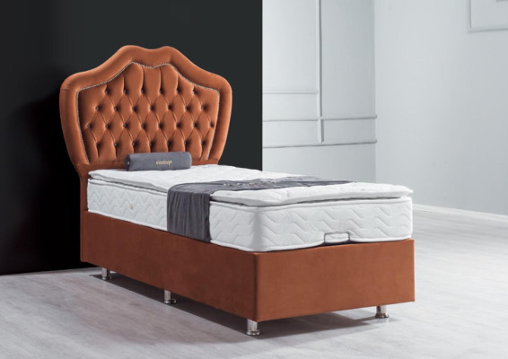Letto marrone Letto singolo Letti Boxspring Camera da letto di lusso Chesterfield