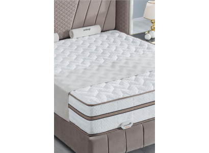 Set da camera da letto di lusso Beige Letto 2x Comodino Mobili Letto a 3 pezzi con letto Led.