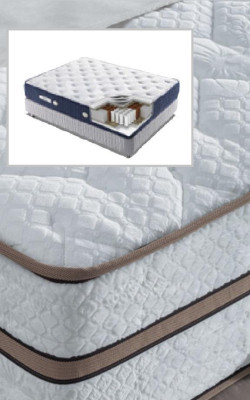 Set da camera da letto di lusso Beige Letto 2x Comodino Mobili Letto a 3 pezzi con letto Led.