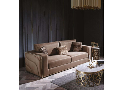 Velluto divani mobili da soggiorno di lusso materiale divani tre posti marrone.