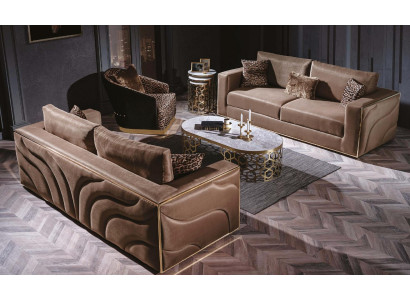 Design mobili set di divani di lusso in velluto a tema tigre, composto da divano a 3 posti con cuscini.