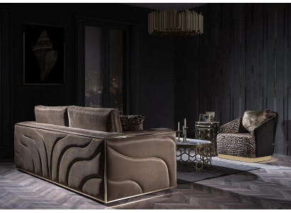 Design mobili set di divani di lusso in velluto a tema tigre, composto da divano a 3 posti con cuscini.