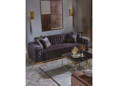 Chesterfield Set da divano imbottito 3 pezzi in velluto.