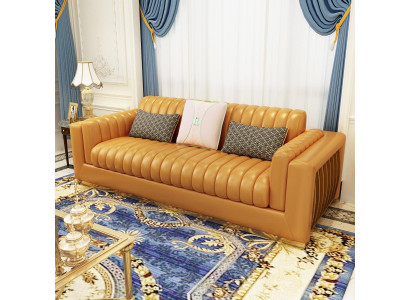 Sistema di divani design moderno per salotto, divano a 3 posti in pelle, divano.