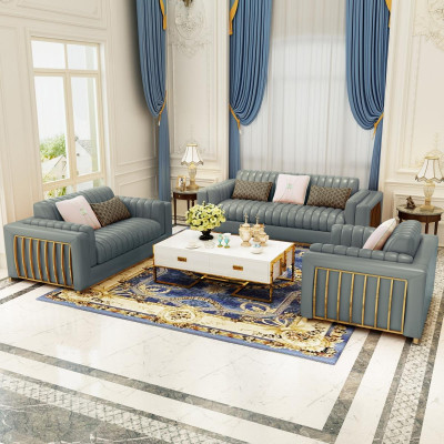 Sistema di divani design moderno per salotto, divano a 3 posti in pelle, divano.