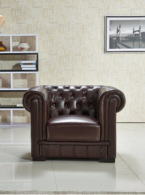 Chesterfield poltrona divano TV 1 posto in pelle.