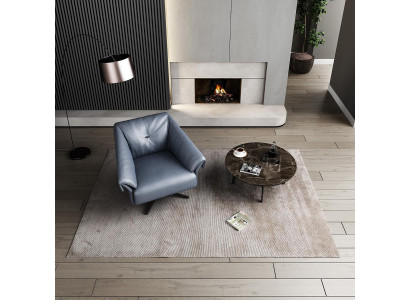 Poltrona Design di lusso Relax Club Lounge Singola Imbottita Tessuto Pelle