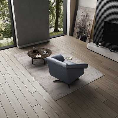 Poltrona Design di lusso Relax Club Lounge Singola Imbottita Tessuto Pelle