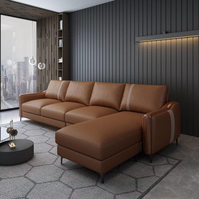 Sofà in pelle, divano, zona giorno, set, design, moderno, divani, divano angolare a L