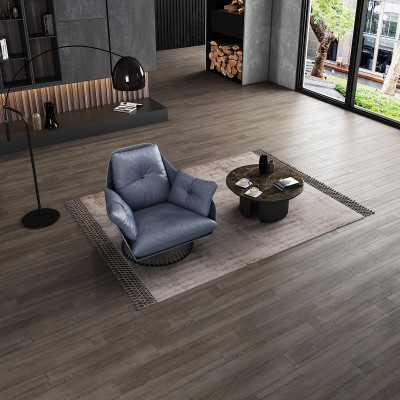 Poltrona Design Grigia in Metallo Relax Club Lounge Monoposto Imbottita Tessuto Pelle