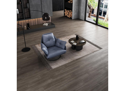 Poltrona Design Grigia in Metallo Relax Club Lounge Monoposto Imbottita Tessuto Pelle