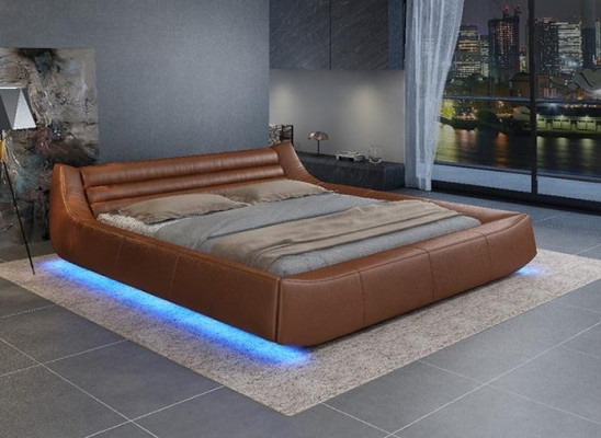 Letto imbottito design lusso doppio letti da hotel camera da letto in pelle tessuto moderno