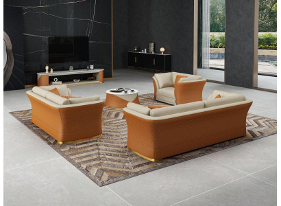 Tre posti a sedere, divano in stile italiano. Divano moderno a tre posti in pelle.