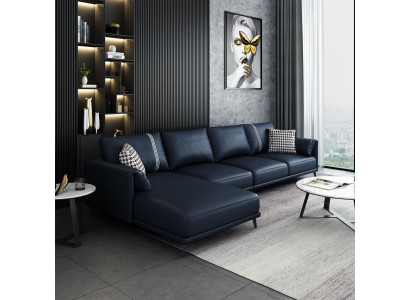 Sofà d'angolo di alta qualità, divano a forma di L in pelle, nuovo.