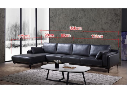 Sofà Design Divano ad angolo Forma a L Divano in pelle Divano Paesaggio Soggiorno Set Divani Moderni