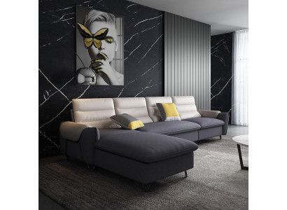 Soggiorno divano imbottito tessuto pelle set di sedute L-forma angolo divano