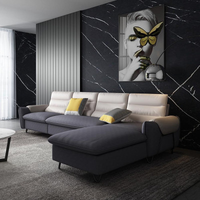 Soggiorno divano imbottito tessuto pelle set di sedute L-forma angolo divano