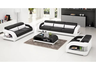 Sistema di divani Sala da pranzo Divano 3+2+1 Posti Divano design Divano in pelle Divano moderno