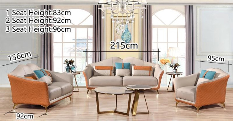 Set di divani di lusso in pelle per salotto, divani in tessuto, set di divani 3+2+1