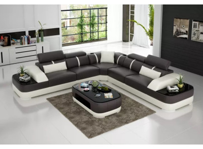 Soggiorno Divano ad angolo Design Divano d'angolo Mobili Moderno Divano imbottito in pelle