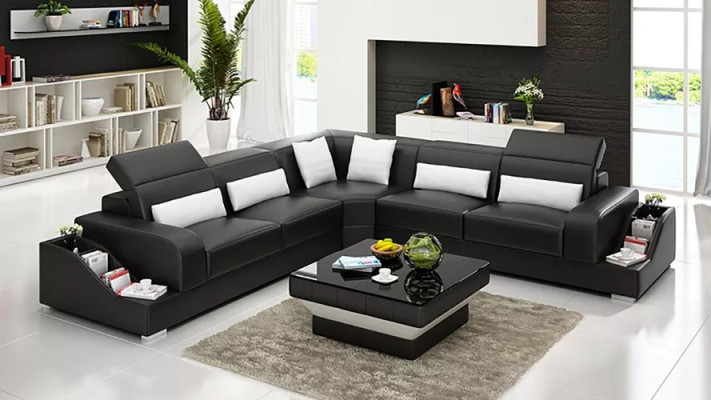 Eckgarnitur Divano in pelle Divano angolare Imbottitura Sofa Divano componibile da soggiorno