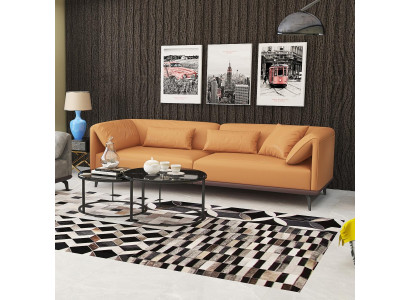 Sofà in pelle 4+3+2 Set di divani Divano Salotto Modularità Design Moderno Sofà