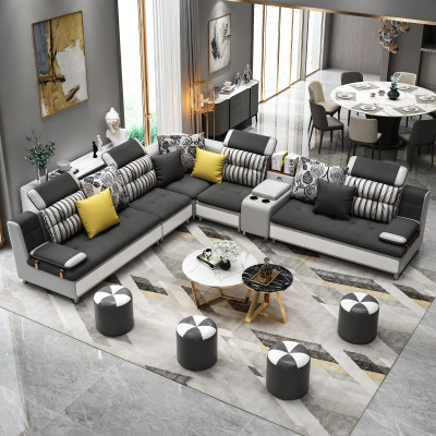 Divano ad angolo a forma di L, divano moderno in pelle, salotto imbottito, divano design, nuovi divani.