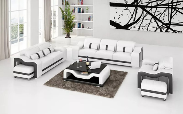 Sofà set 3 posti in pelle, divano moderno, divano componibile design.