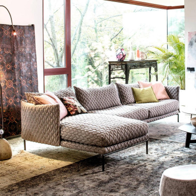 Divano ad angolo a forma di L Divano componibile Set di design moderno in tessuto nuovo