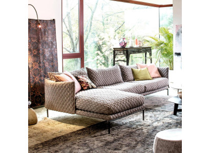 Divano ad angolo a forma di L Divano componibile Set di design moderno in tessuto nuovo