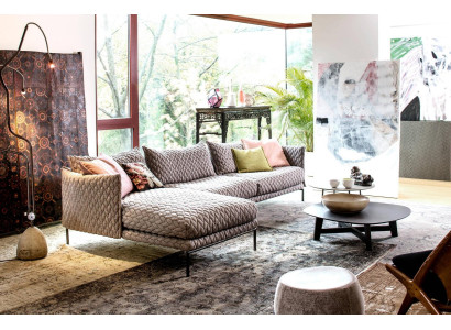 Divano ad angolo a forma di L Divano componibile Set di design moderno in tessuto nuovo