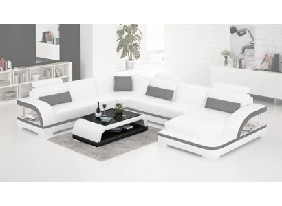 Design Divano ad Angolo Soggiorno Arredamento Mobili Moderni Divano ad Angolo in Pelle con Cuscini