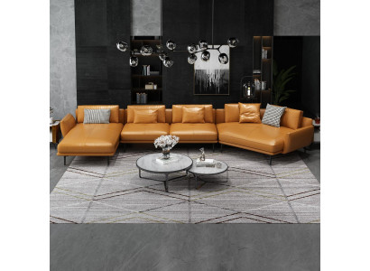 Divano a forma di U in pelle, set di divani da soggiorno design, divano moderno, divano turchese.