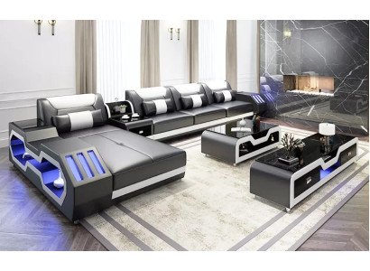 Divano ad angolo in pelle design, divano ad angolo, divano, divano a L, salotto