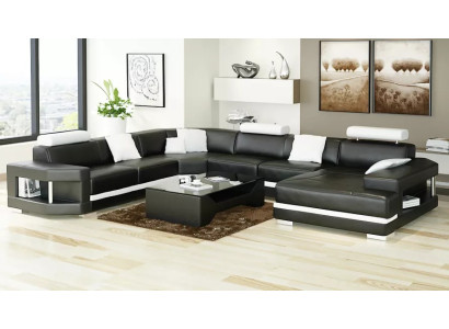 Disegno moderno del divano d'angolo per il soggiorno, mobili da divano d'angolo in pelle imbottita.