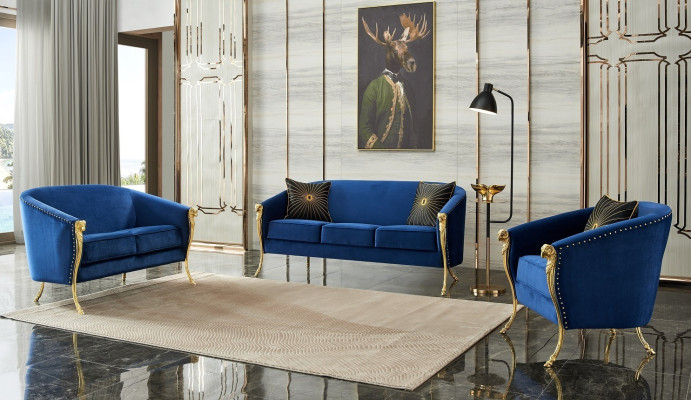 Set di divani 3 posti Design 321, divani imbottiti in tessuto per il relax moderno.