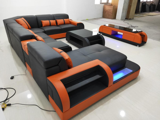 Design divano d'angolo in pelle divano ad angolo lussuoso soggiorno, divano letto, divano imbottito