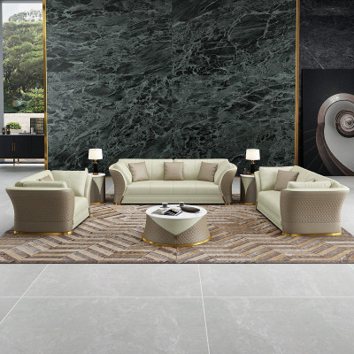 Salotto 3+2+1 posti Design Divani imbottiti in pelle Relax Moderni Nuovi Marrone