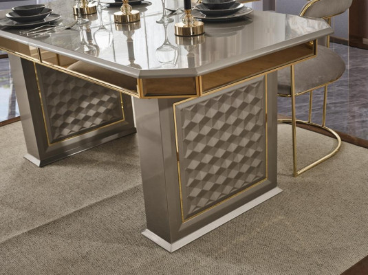 Tavolo da pranzo grigio Moderno sala da pranzo Bella cucina Legno Tavoli Design Di lusso Metallo Nuovo