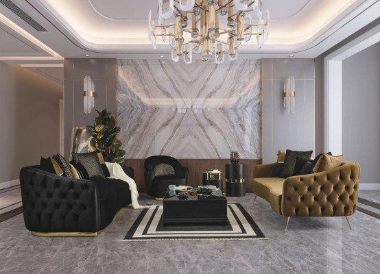 Tessuto dorato divano in tessuto a 3 posti marrone Divani imbottiti Mobili divani