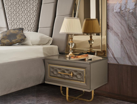 Camera da letto di lusso comodino letti letto 3 pezzi set completo design arredamento