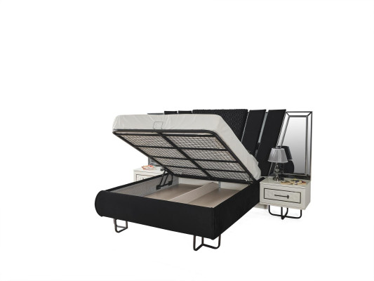 Camera da letto Letto con 2 comodini Letto matrimoniale Mobili Imbottiti Letti 3 pezzi Cassetto