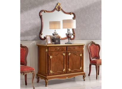Mobiletto con cassetti, comò con specchio, comodino con cassetti, in legno stile Art Deco design di lusso, set di 2 pezzi.