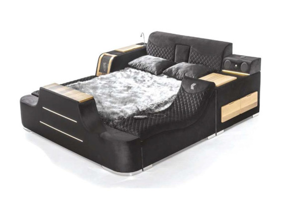 Letto di lusso con poltrona massaggiante Letto multifunzionale Rivestimento tessile di lusso